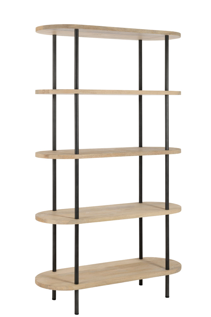 Boekenrek Eli 5 planken Mangohout/IJzer - J-LINE