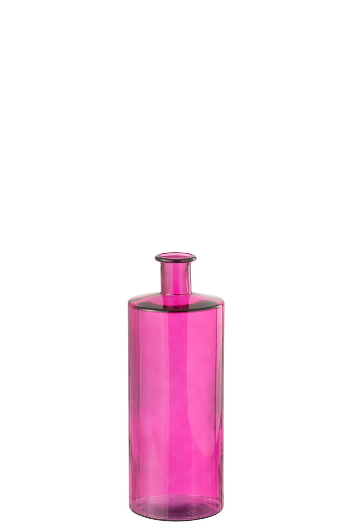 Vase Bouteille Verre Rose M - J-LINE