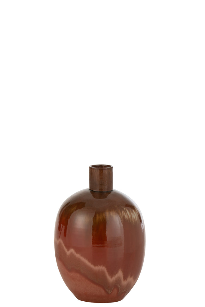 Vase Aline Ovale Céramique Rouge S - J-LINE