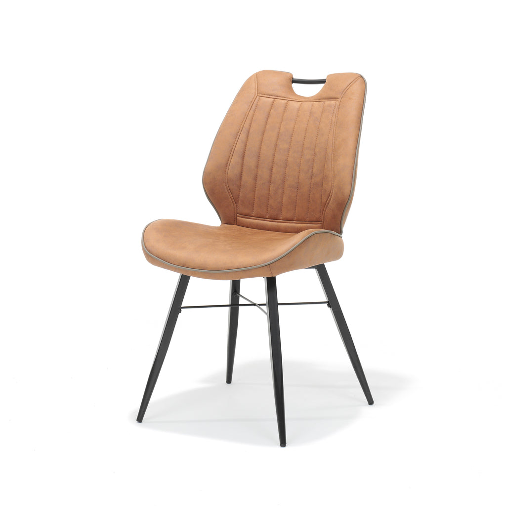 Stoel Quattro zwart stof Soft Cognac - RVD