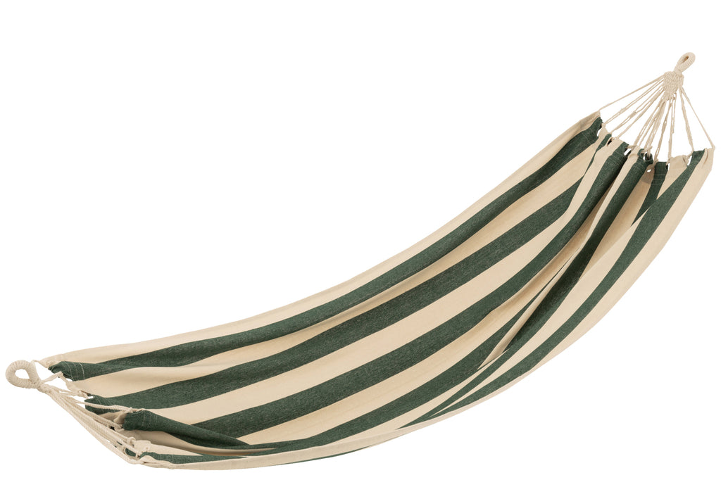 Hangmat brede strepen donkergroen/beige - J-LINE
