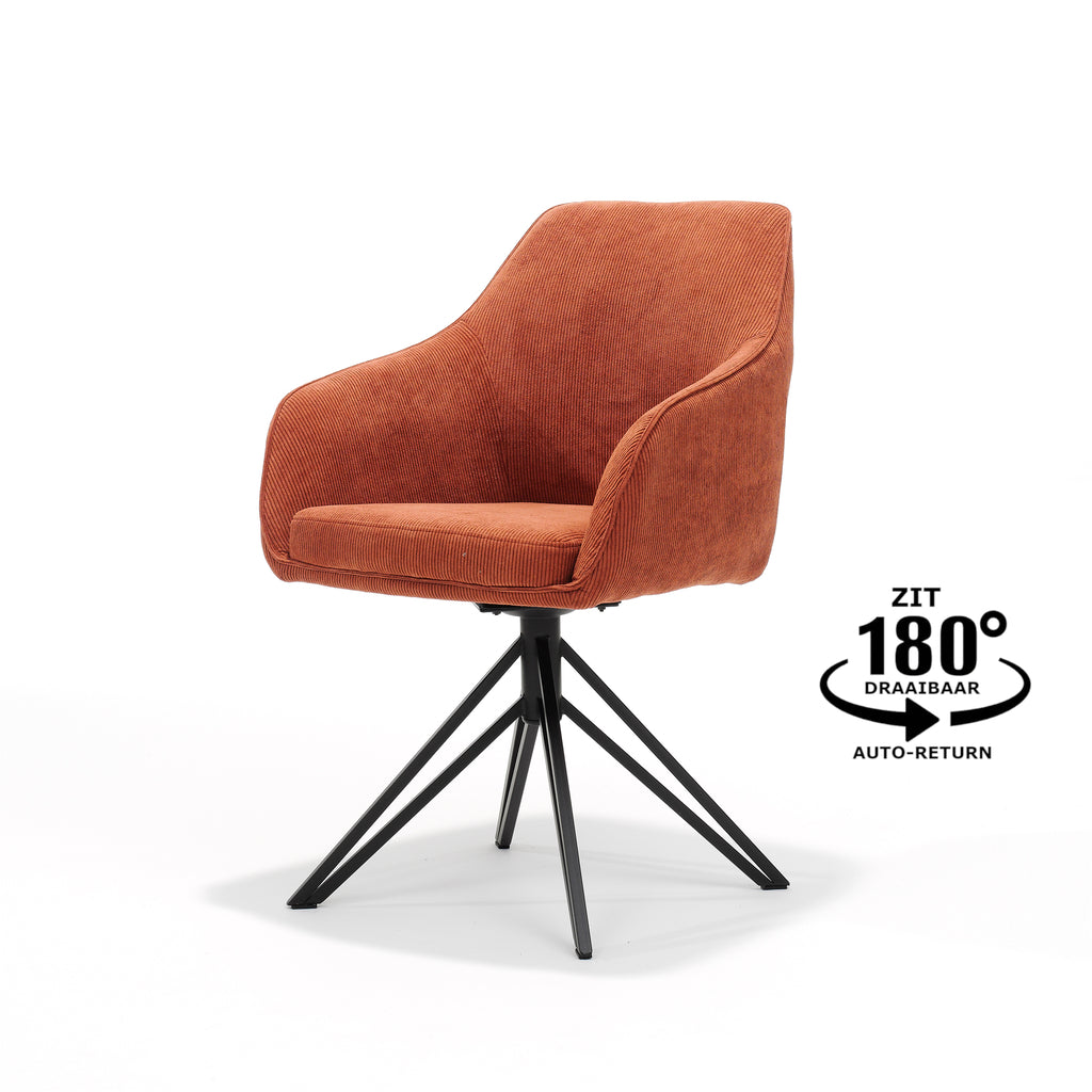 Chaise côtelée en cuivre - base pivotante - RVD