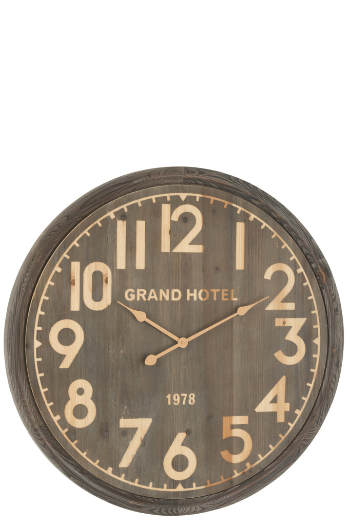Wandklok Grand Hotel Donker L - J-LINE