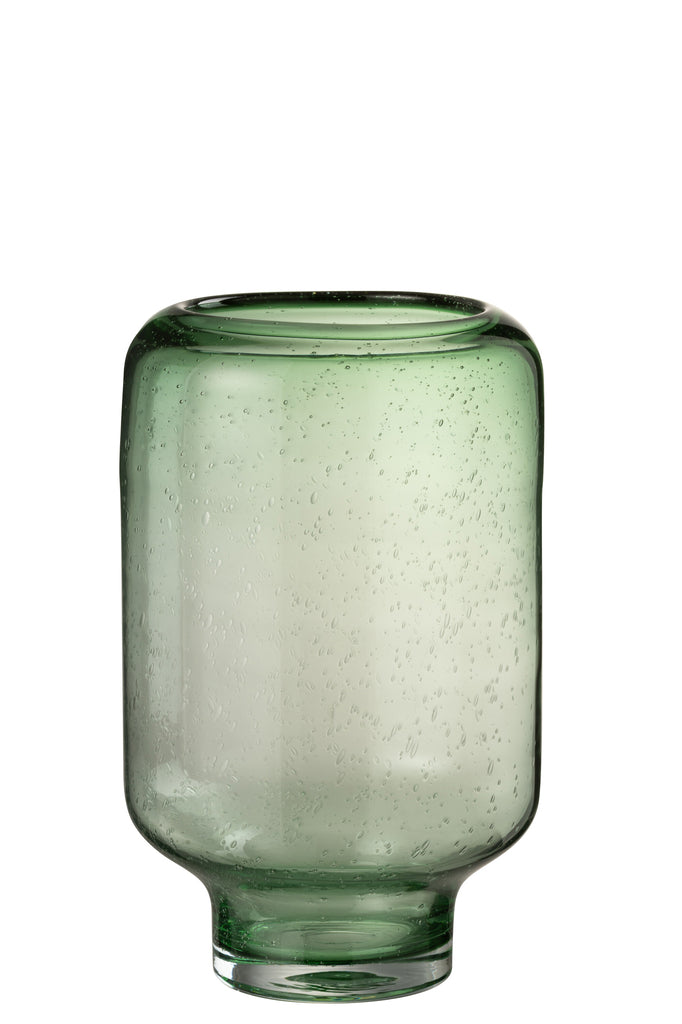 Vase sur pied Nora rond en verre vert clair L - J-LINE