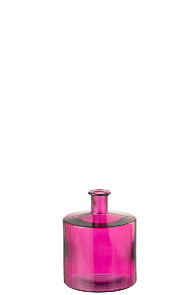 Vase Bouteille Verre Rose S - J-LINE
