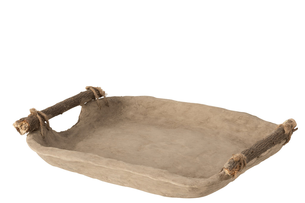 Schaal Chad Papier Maché Bruin - J-LINE