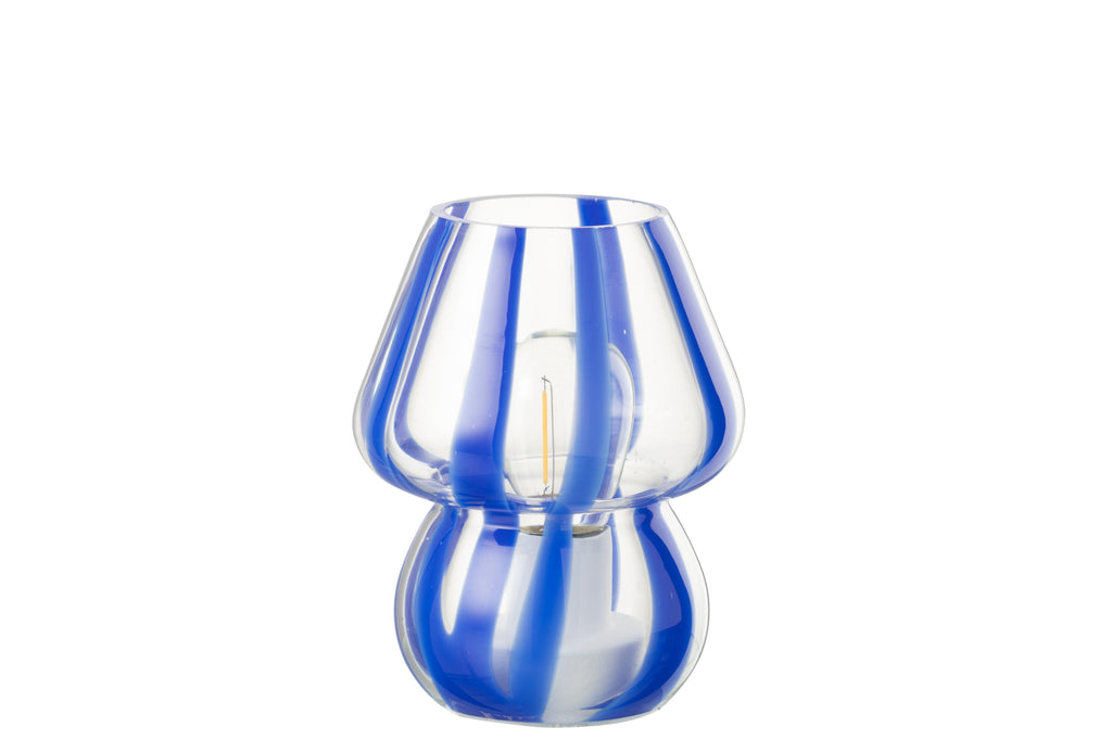 Lampe de table Rayures Verre Transparent/Bleu S - J-LINE