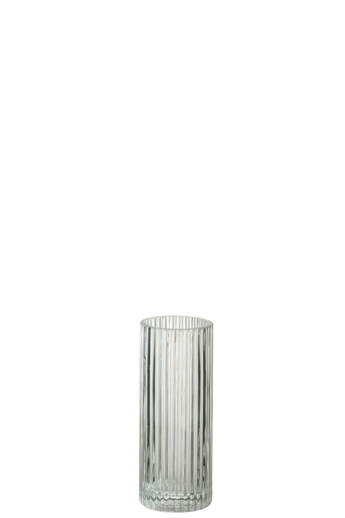 Vaas Cilinder Lijnen Glas Transparant S - J-LINE
