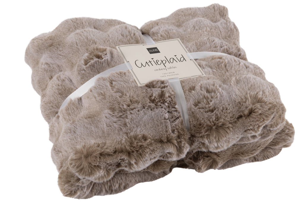 Geruite plaid polyester taupe - J-LINE