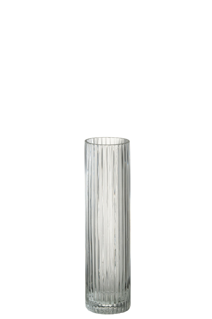 Vaas Cilinder Lijnen Glas Transparant M - J-LINE