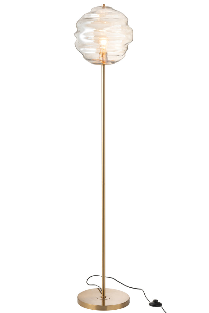Lampadaire en verre nid d'abeille Cognac - J-LINE