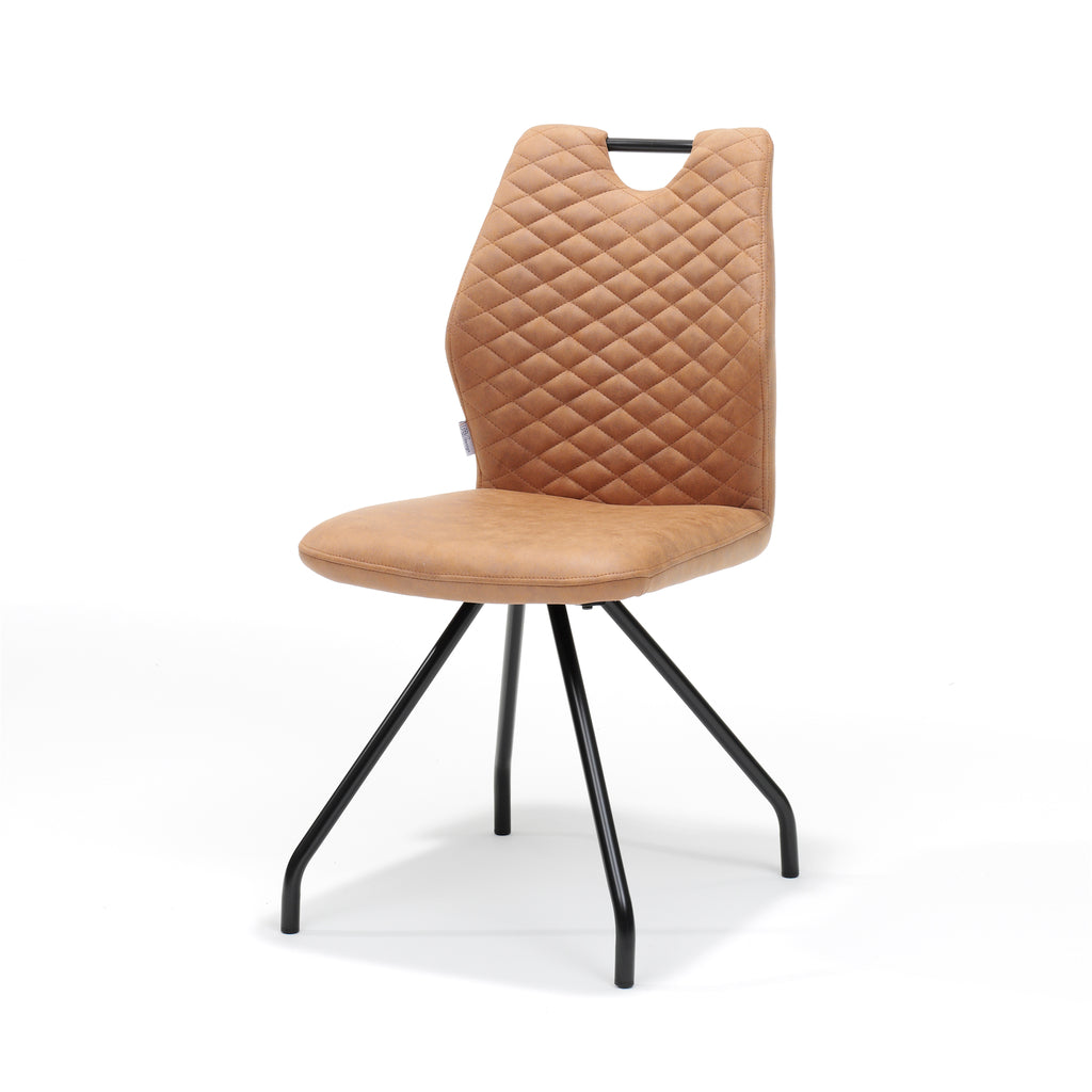 Stoel Carlos zwart Stof Soft Cognac - RVD