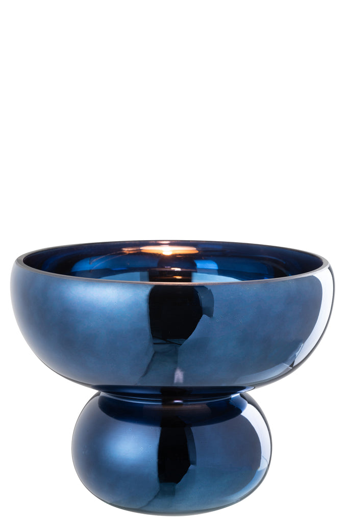 Vaas voet glas blauw - J-LINE