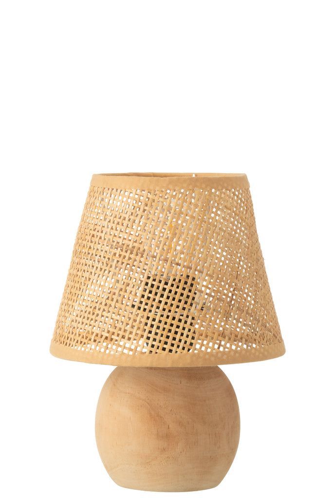 Lampe de table en bois tressé/métal - J-LINE