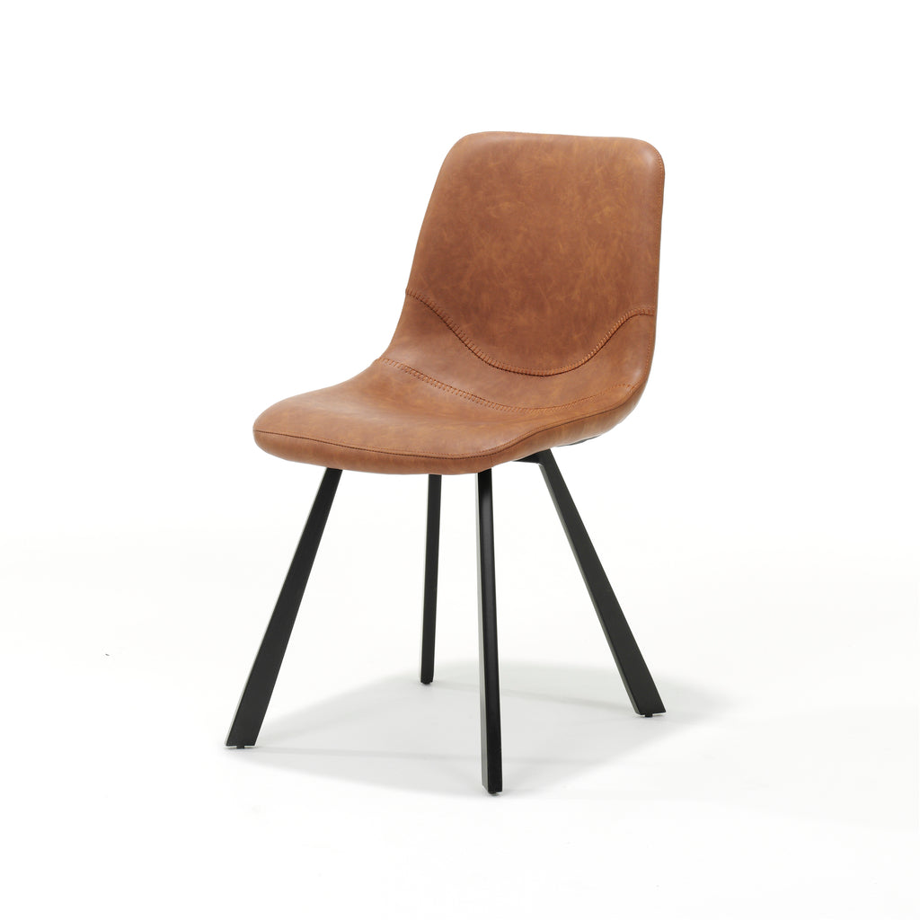 Stoel Bari zwart stof Vintage Cognac - RVD