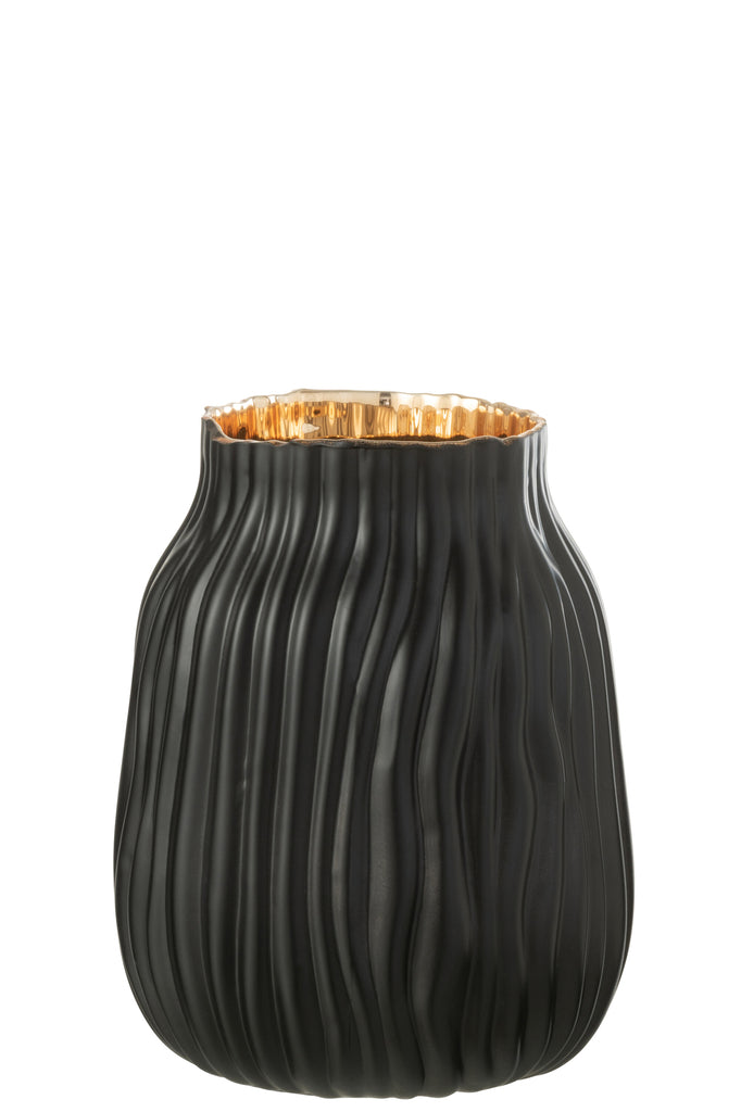Vaas Inkepingen Glas Zwart/Goud S - J-LINE