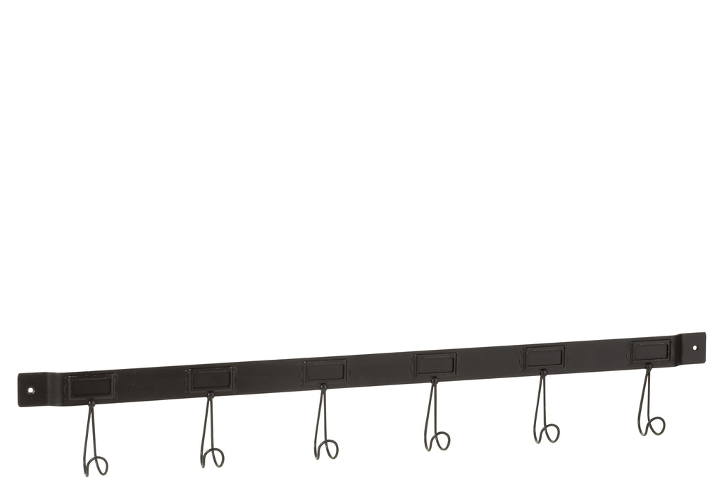 Kapstok 6 haken metaal zwart L - J-LINE