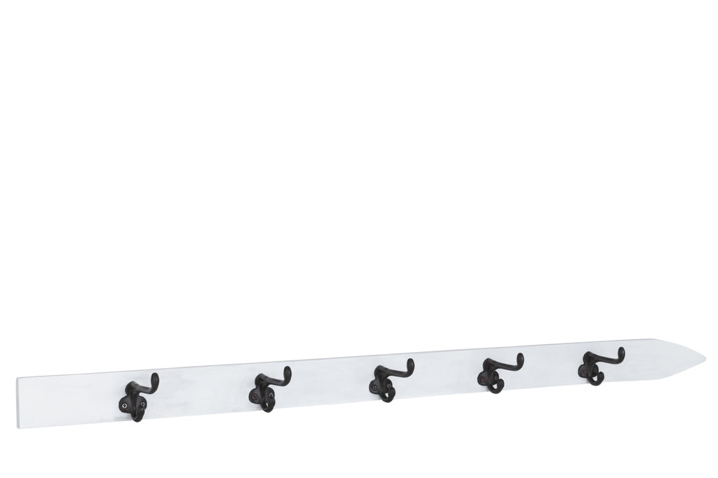 Kapstok Ski 5 haken hout wit - J-LINE
