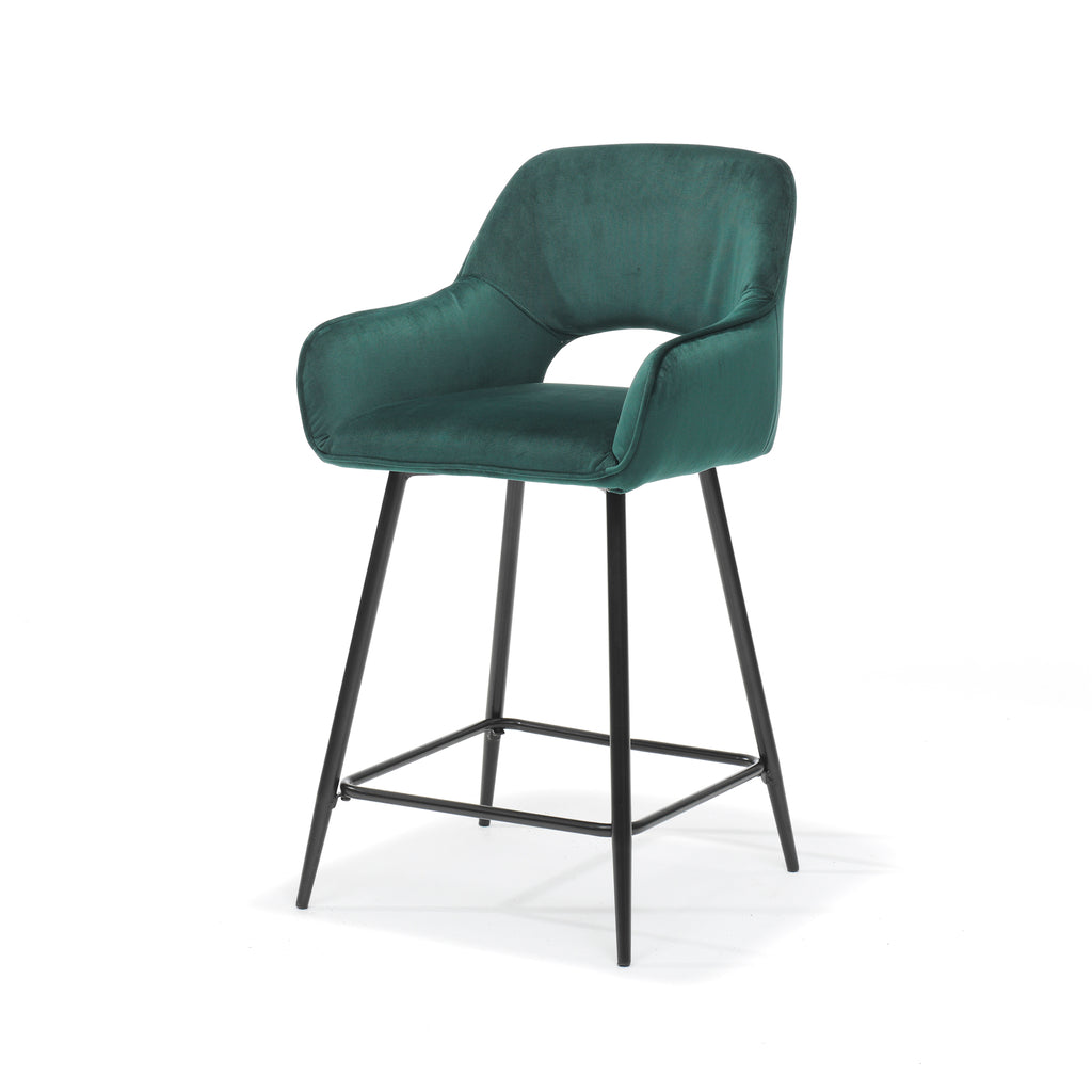 barkruk Katy  zwart - Stof Velours Groen - RVD