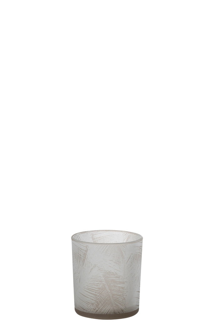 Theelichthouder Bladeren Glas Beige S - J-LINE
