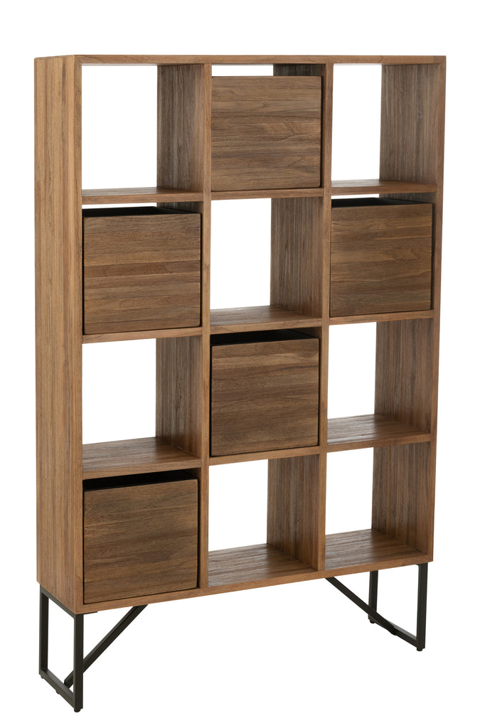 Boekenrek gerecycled teakhout - J-LINE