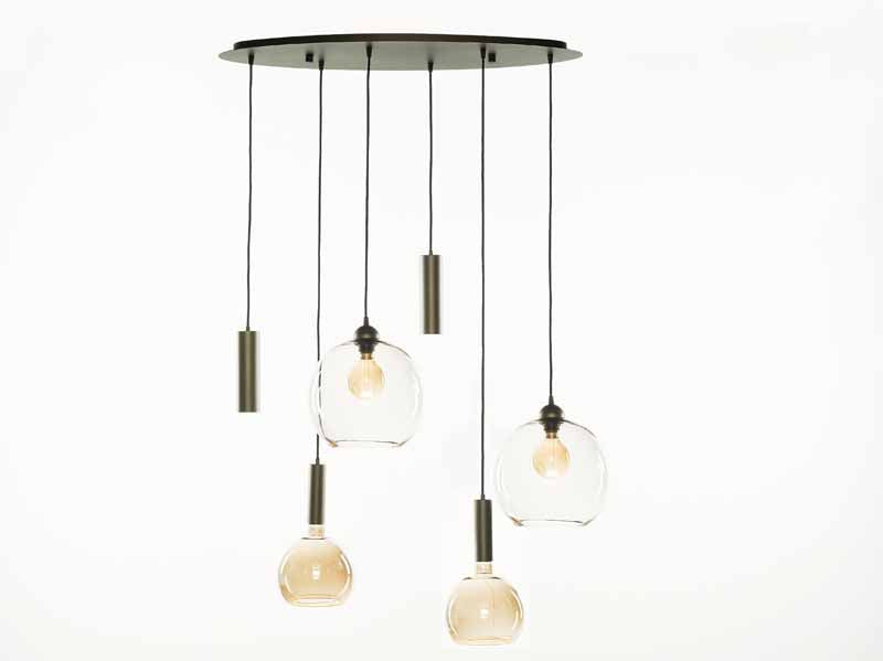 Hanglamp Bronzo S6 met glas en lampen - MD