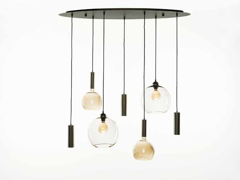 Hanglamp Bronzo S7 met glas en lampen - MD