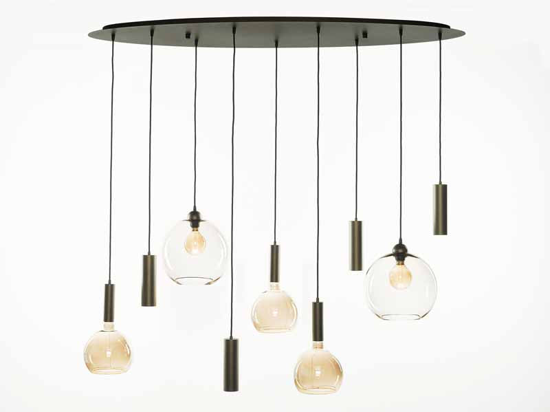 Hanglamp Bronzo S9 met glas en lampen - MD