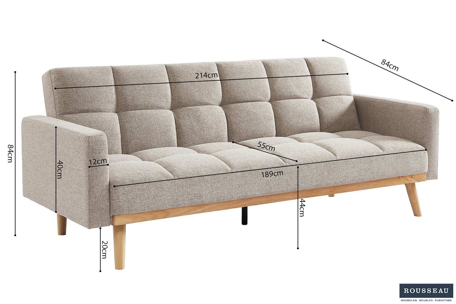 Slaapbank 'Adana' stof Davis Neve 13 beige - RS