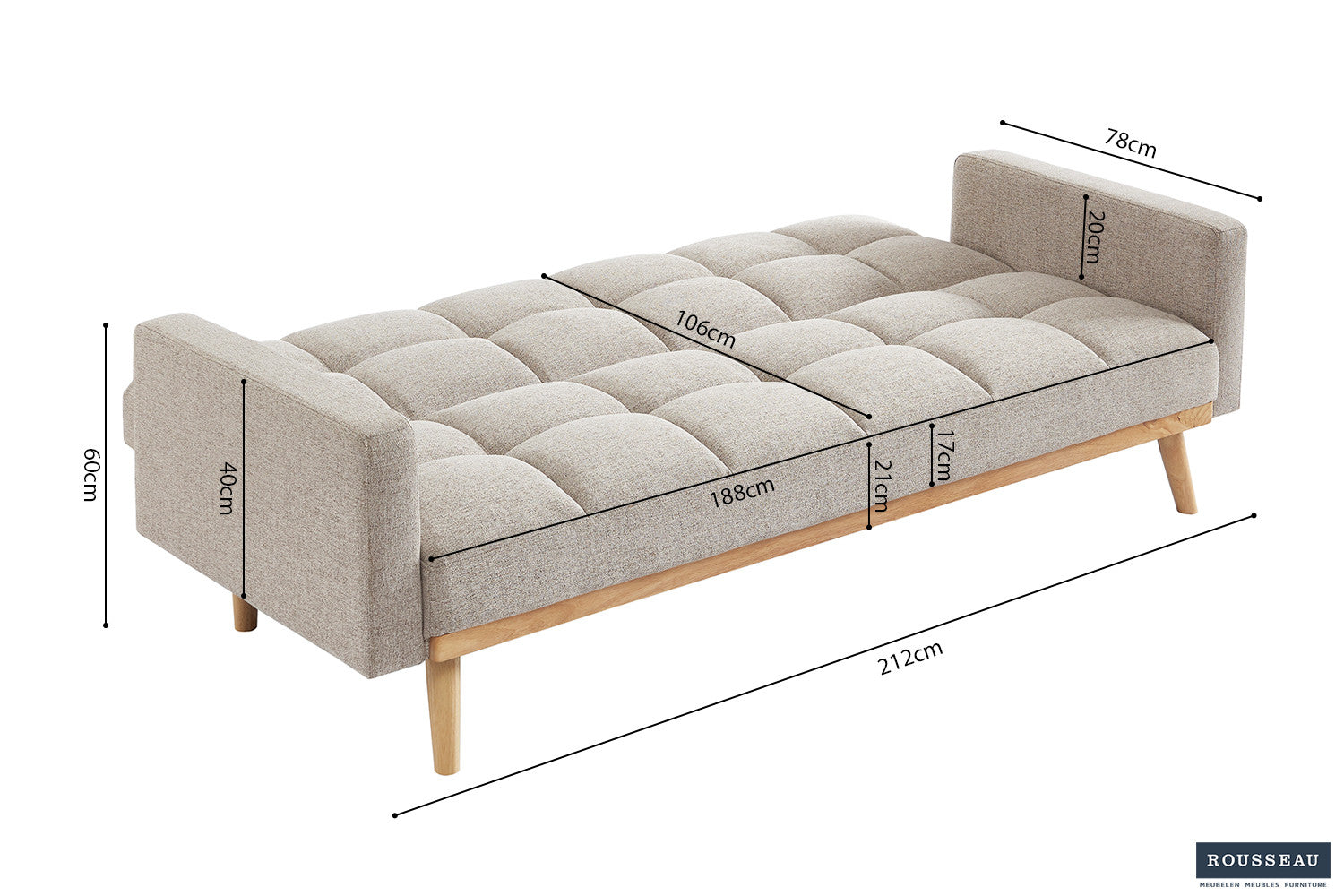 Slaapbank 'Adana' stof Davis Neve 13 beige - RS
