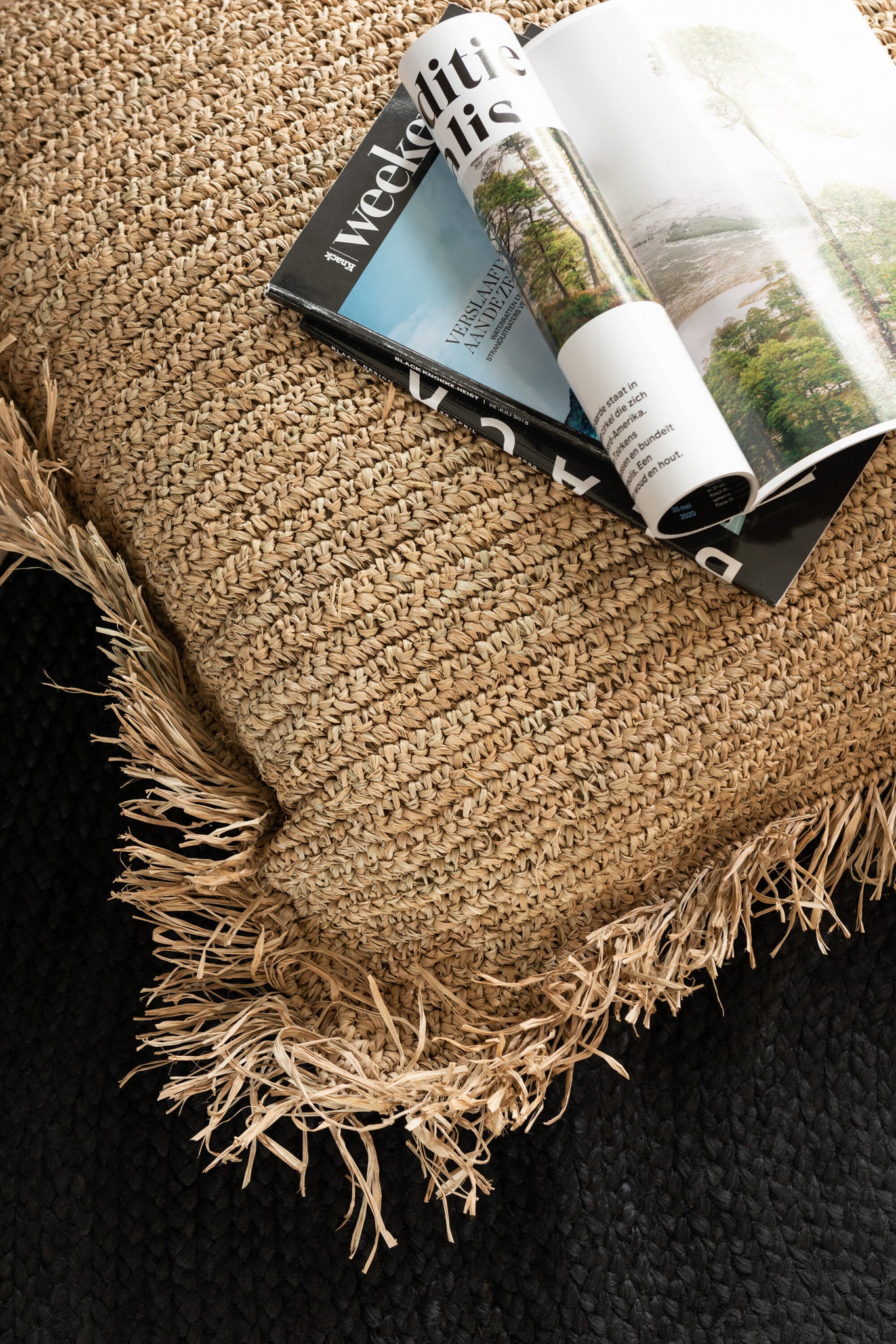 Coussin Raphia Naturel - J-LINE