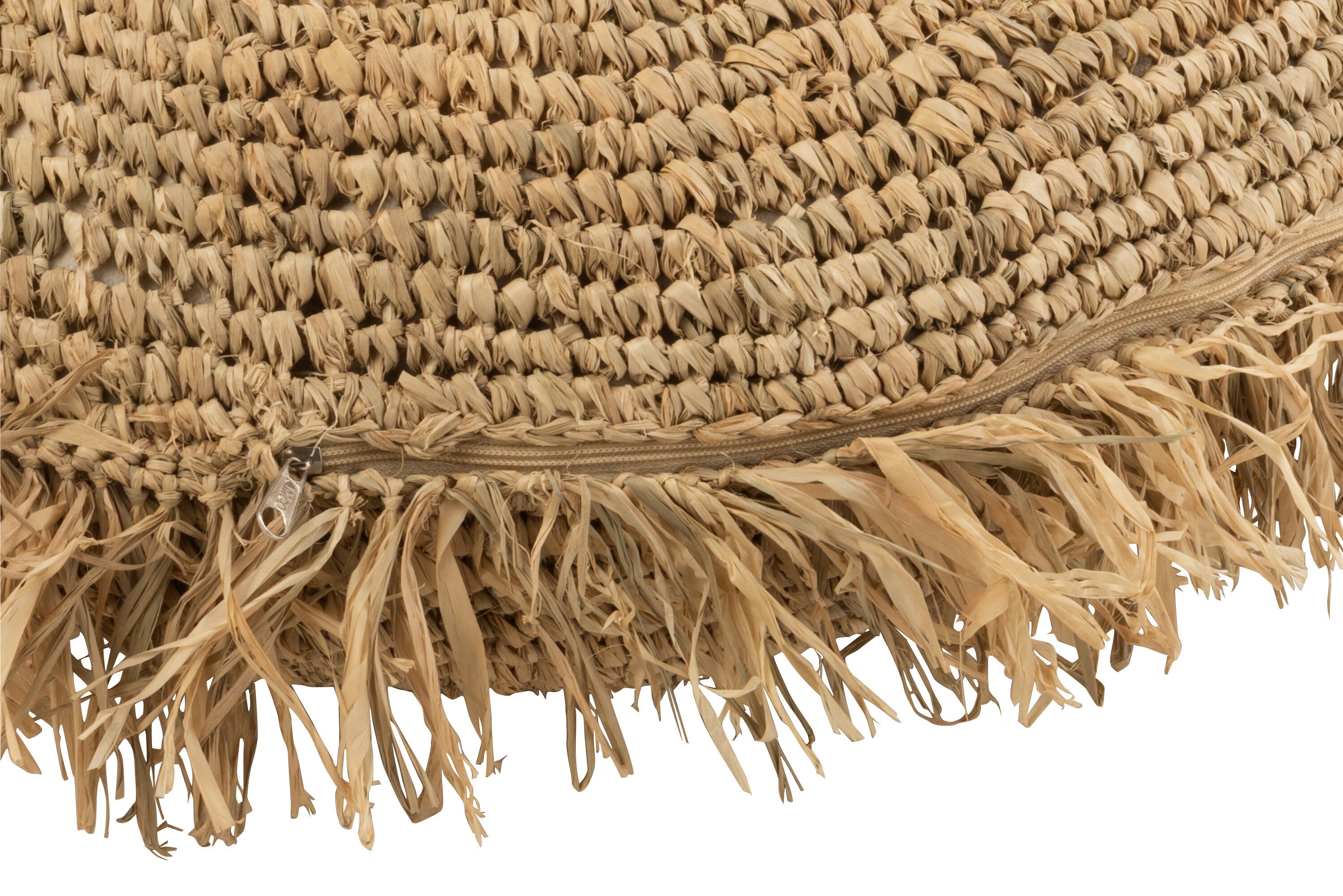 Kussen Rond Raffia Natuurlijk - J-LINE
