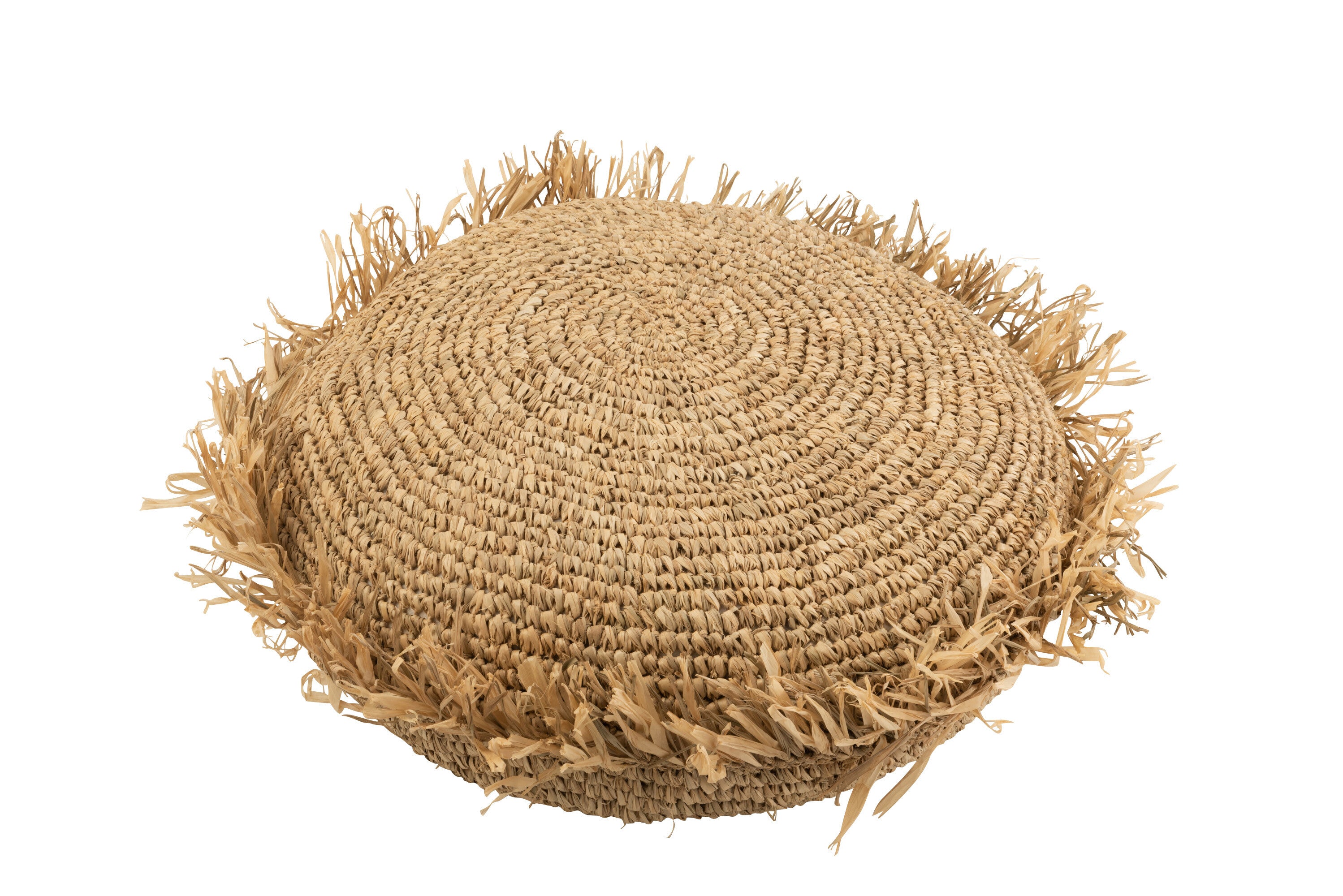 Kussen Rond Raffia Natuurlijk - J-LINE