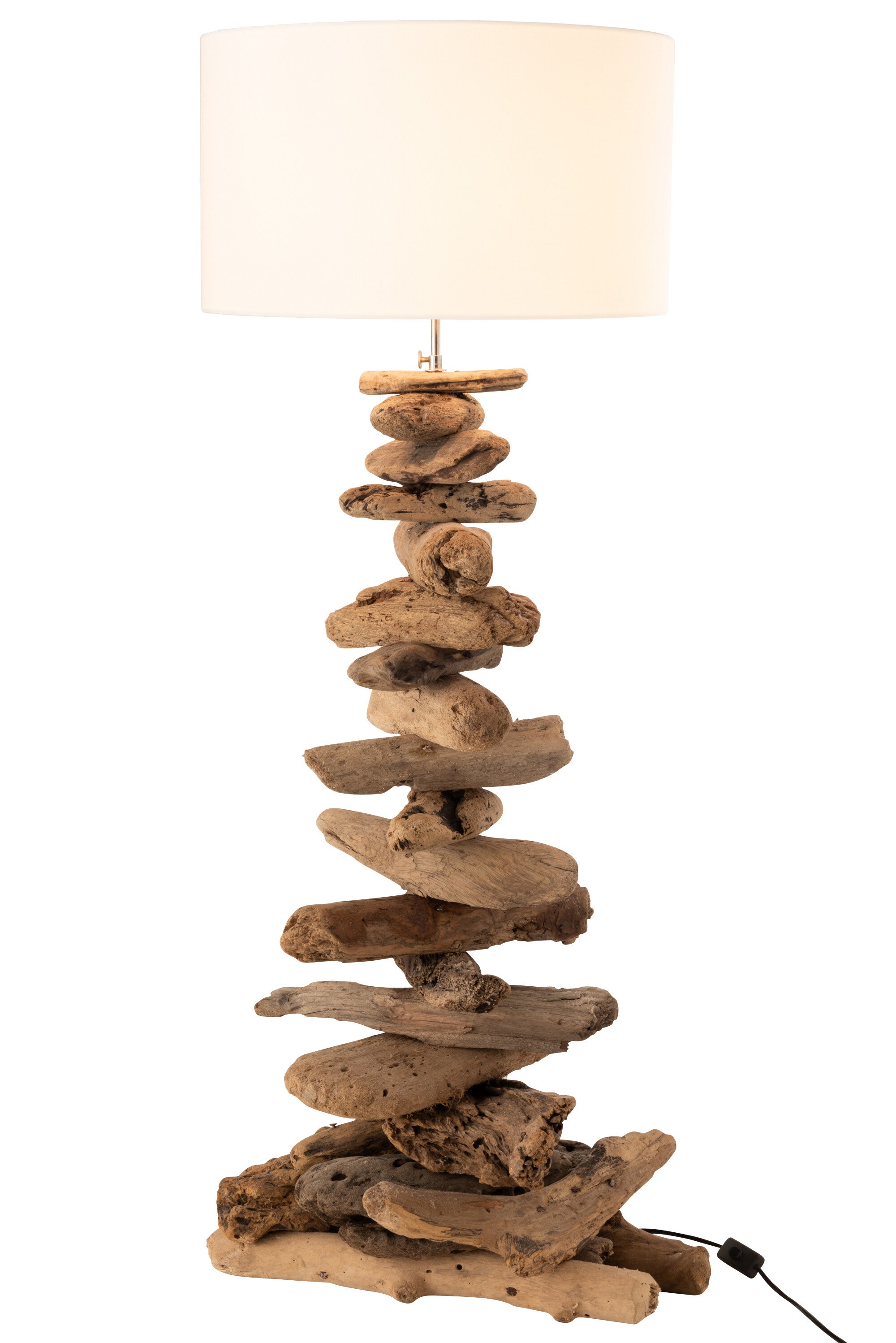 Lampe en bois flotté + abat-jour naturel/beige M - J-LINE