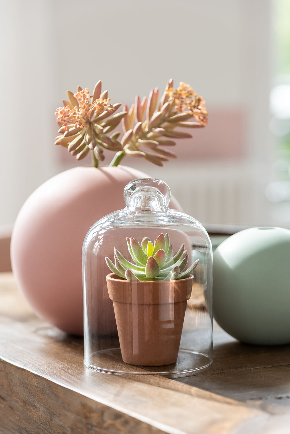 Vase Boule Céramique Rose Pastel M - J-LINE