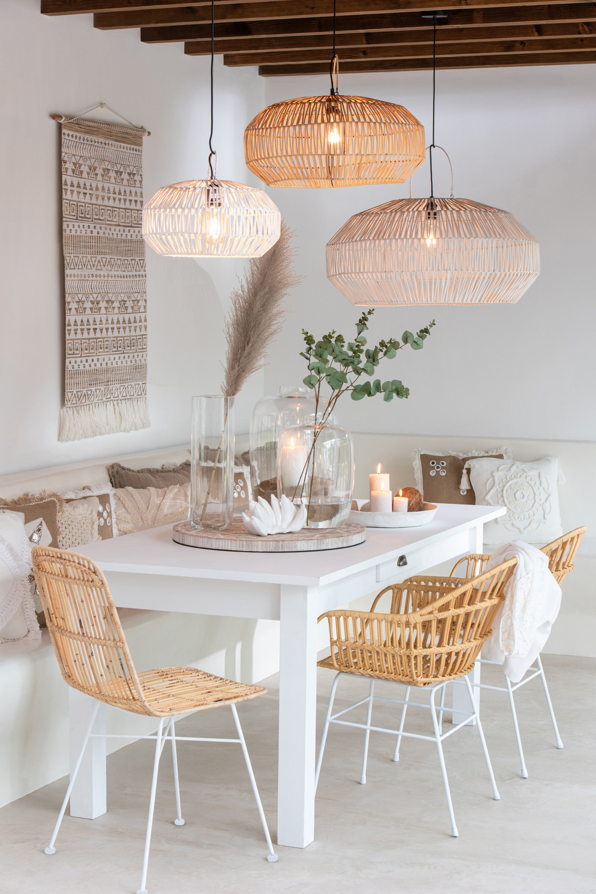 Stoel Ema Rotan/Metaal Natuurlijk/Wit - J-LINE