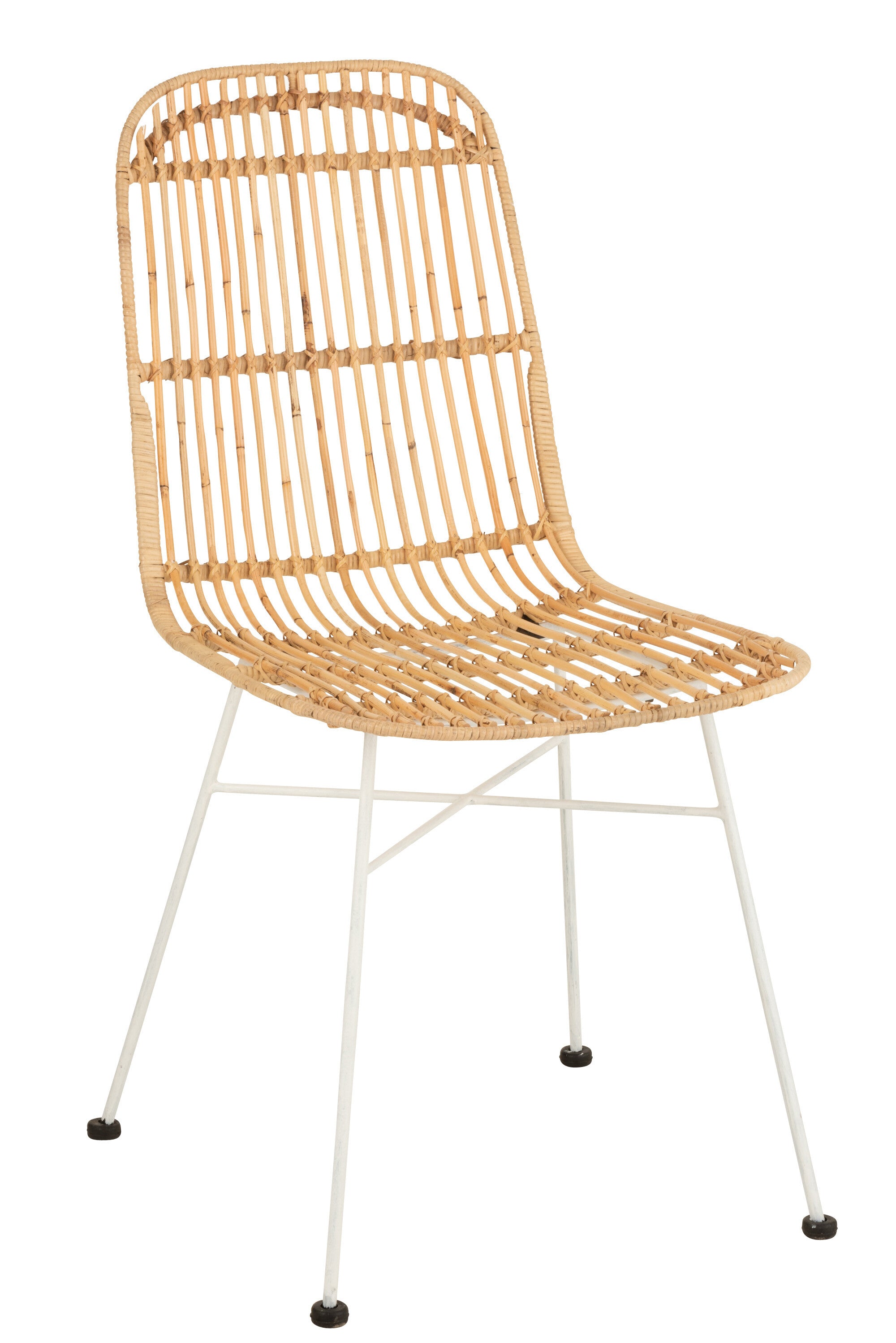 Stoel Ema Rotan/Metaal Natuurlijk/Wit - J-LINE