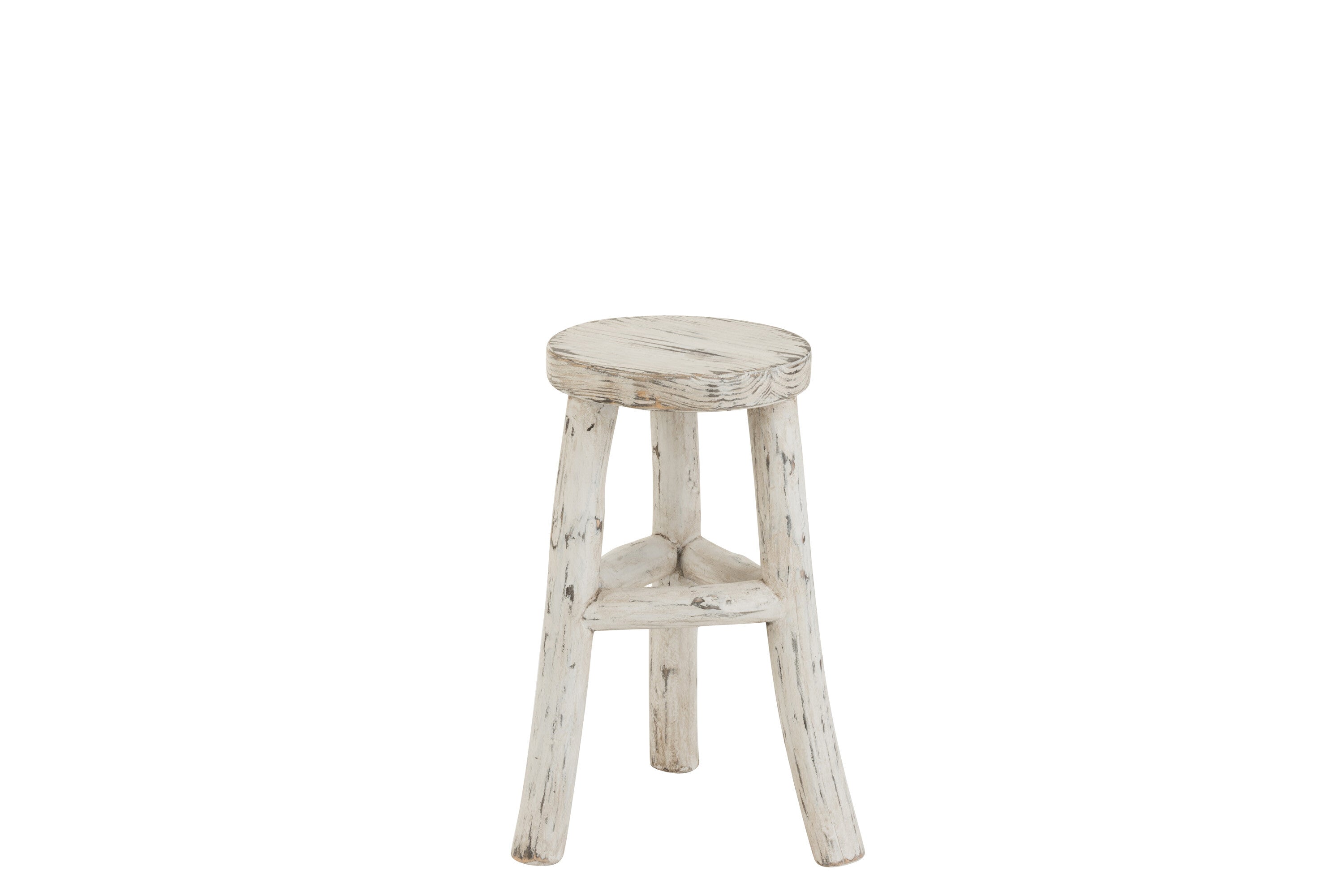 Kruk Ibiza Rond Hout Wit - J-LINE