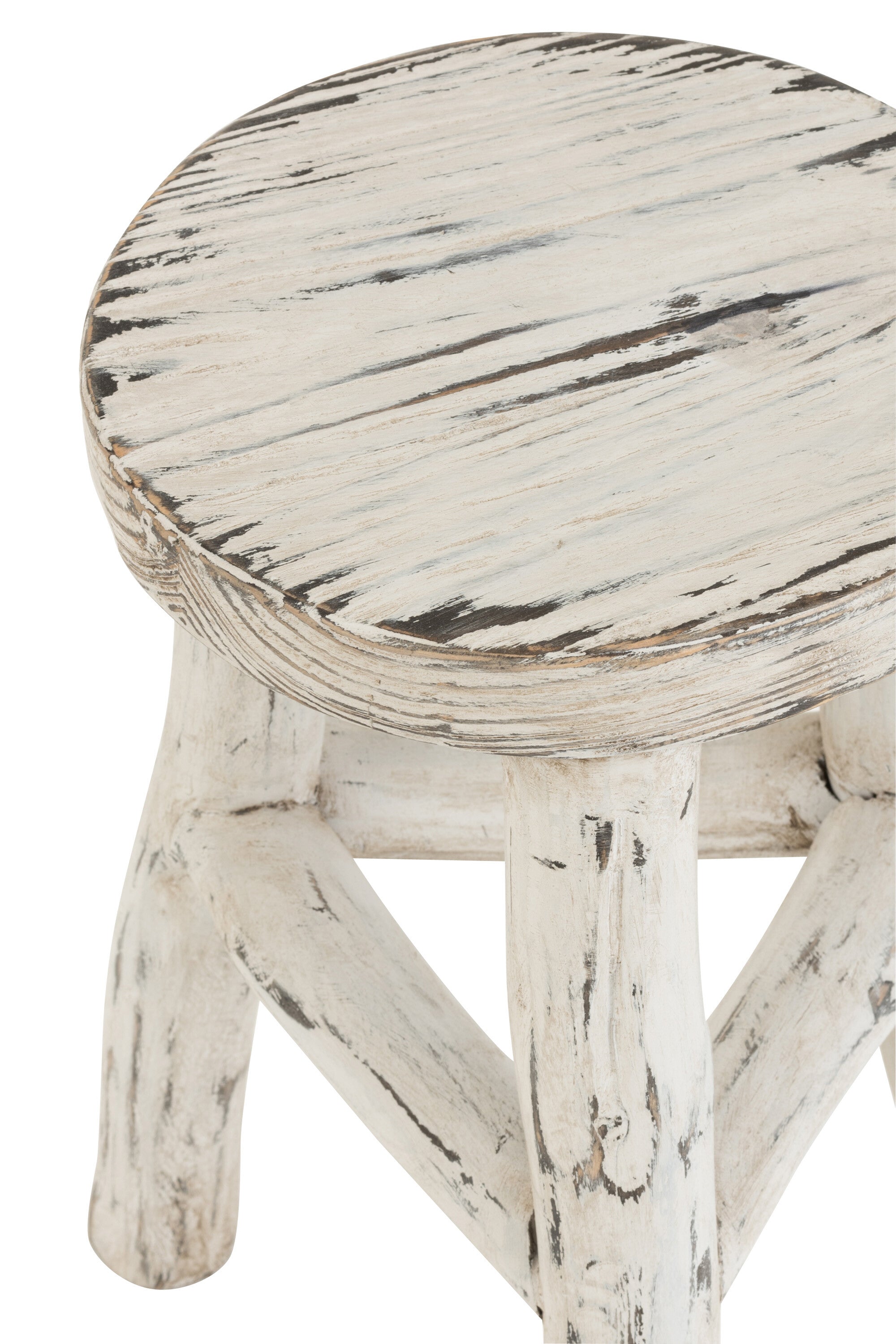 Kruk Ibiza Rond Hout Wit - J-LINE