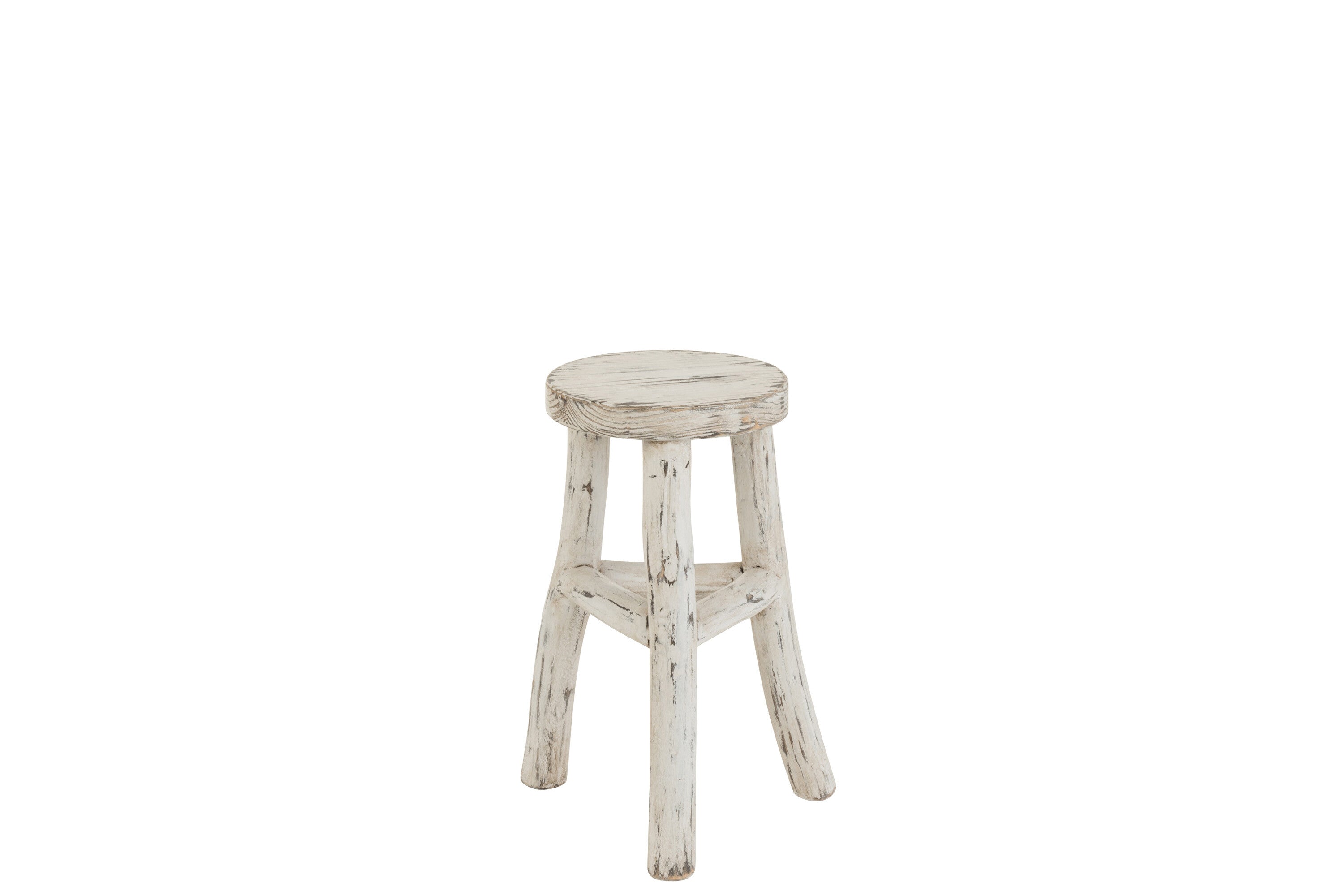 Kruk Ibiza Rond Hout Wit - J-LINE