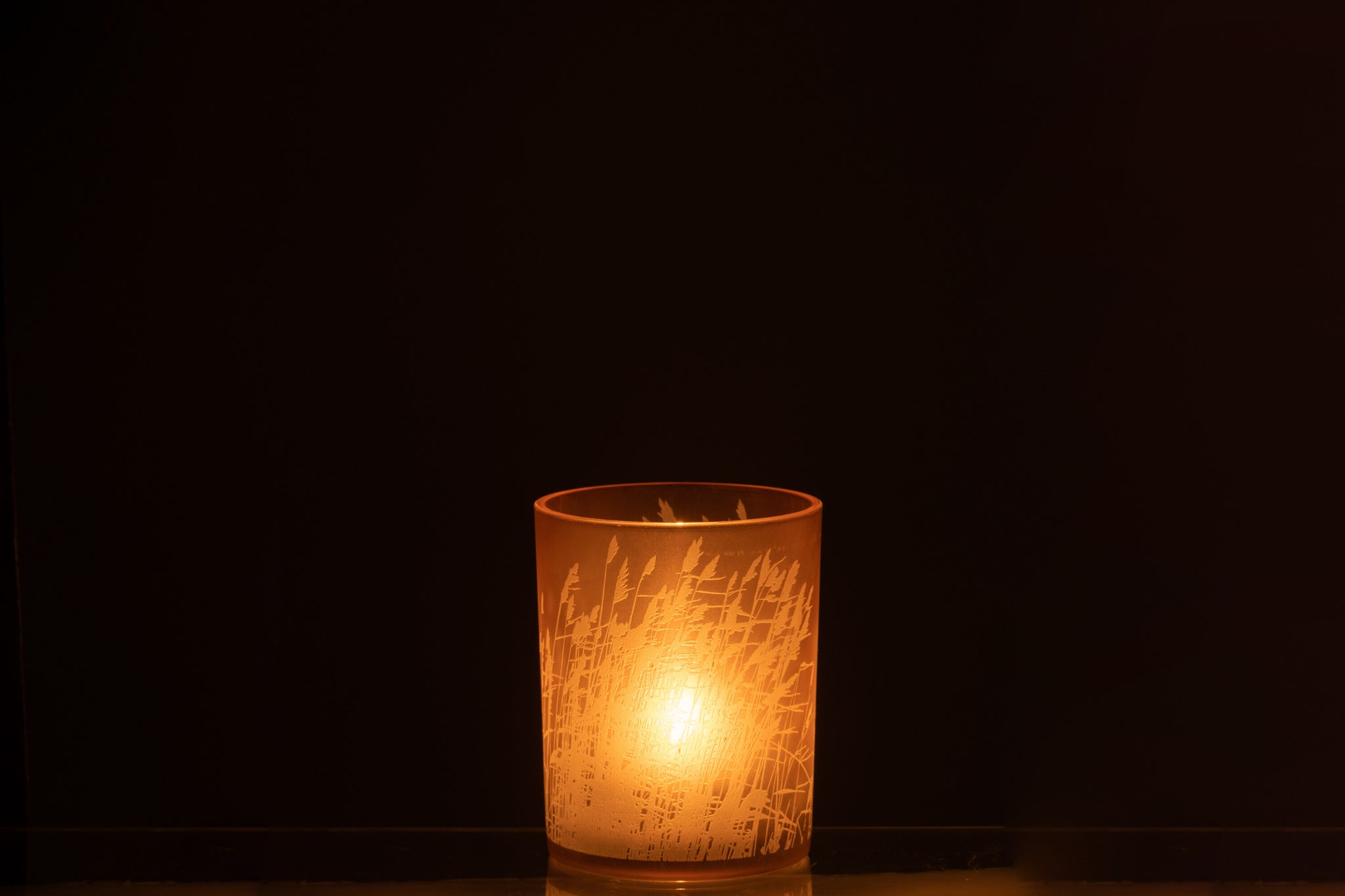 Theelicht Glas Beige M - J-LINE