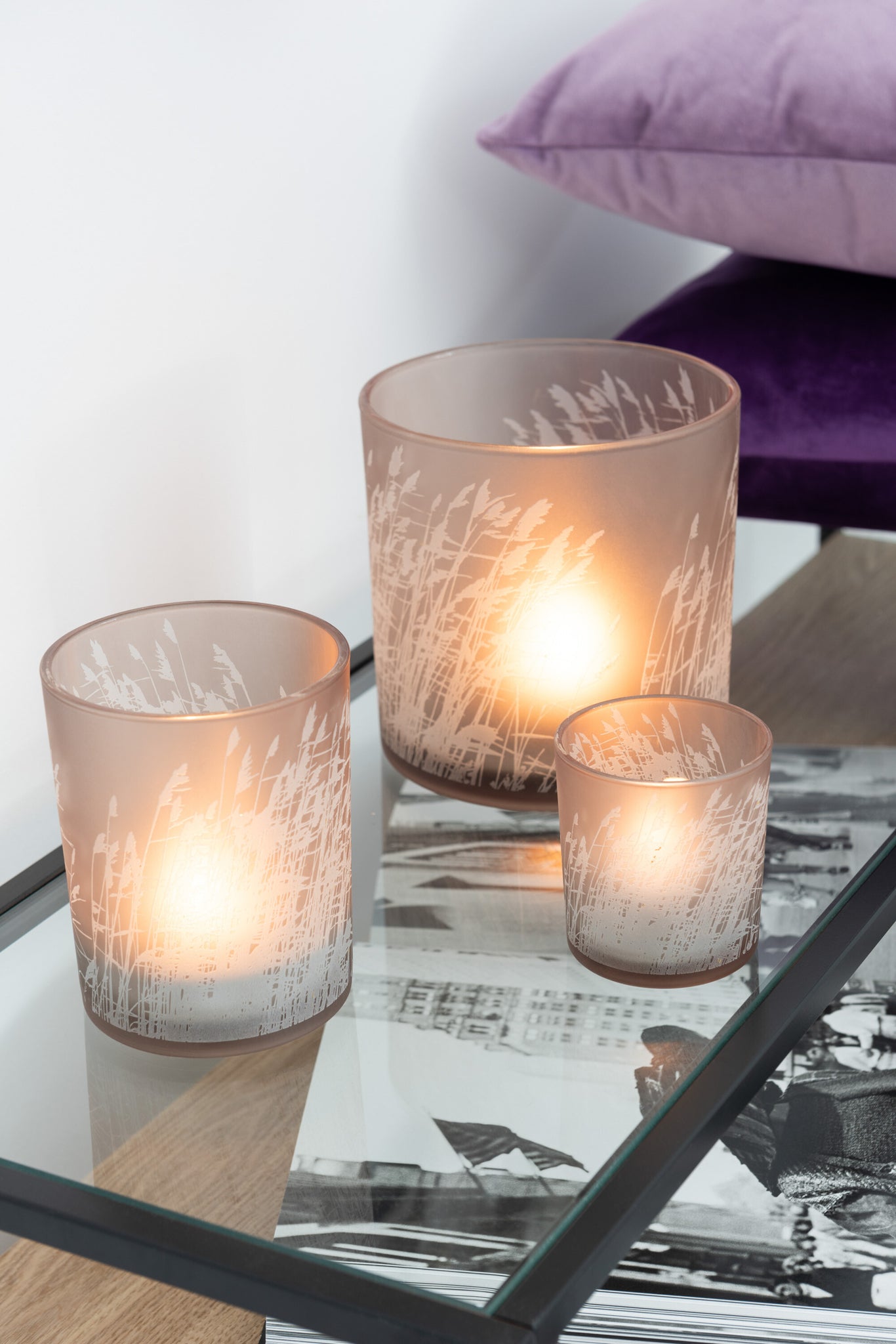 Theelicht Glas Beige M - J-LINE