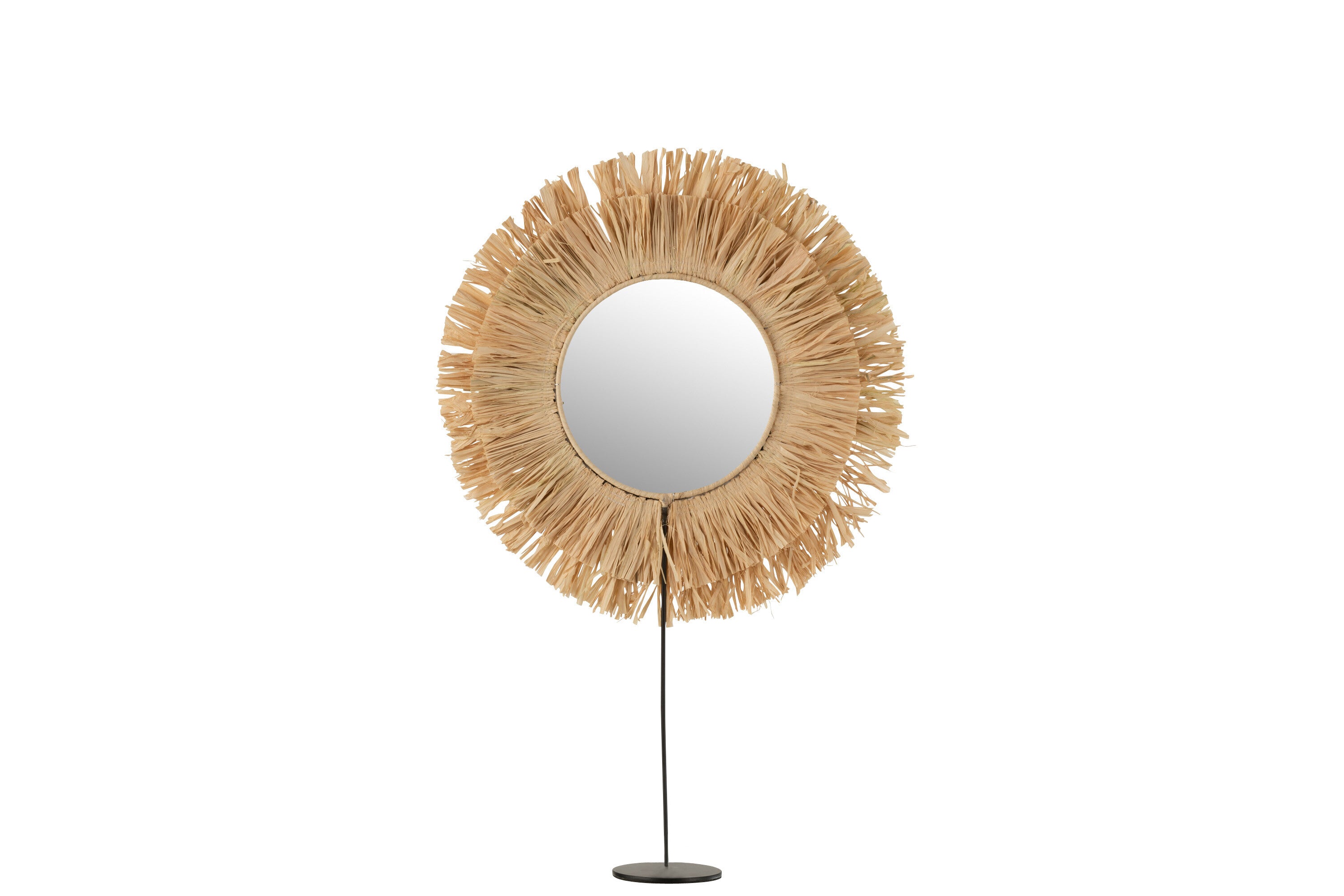 Spiegel op voet riet raffia - J-LINE