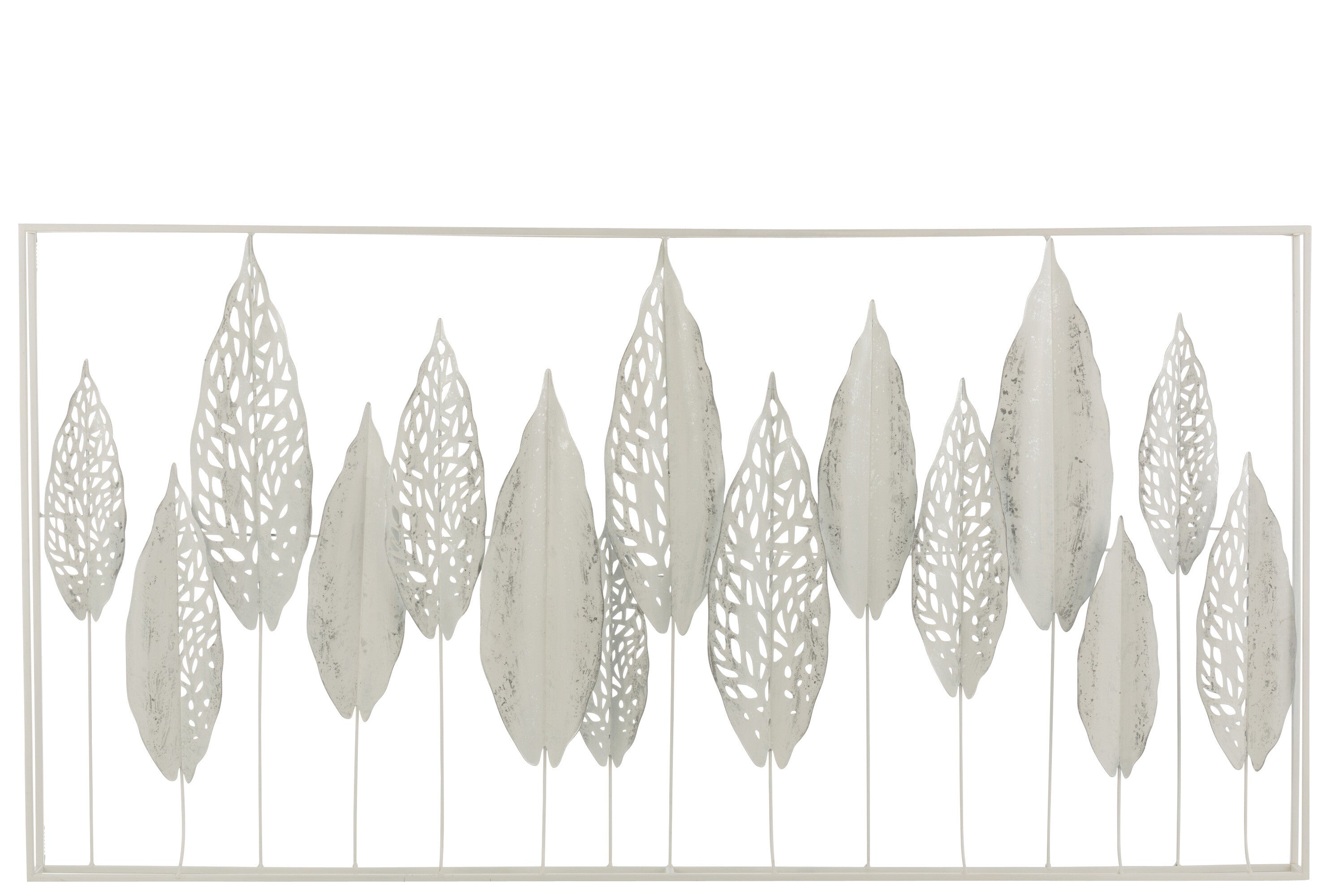 Wanddecoratie Bladeren Metaal Wit - J-LINE
