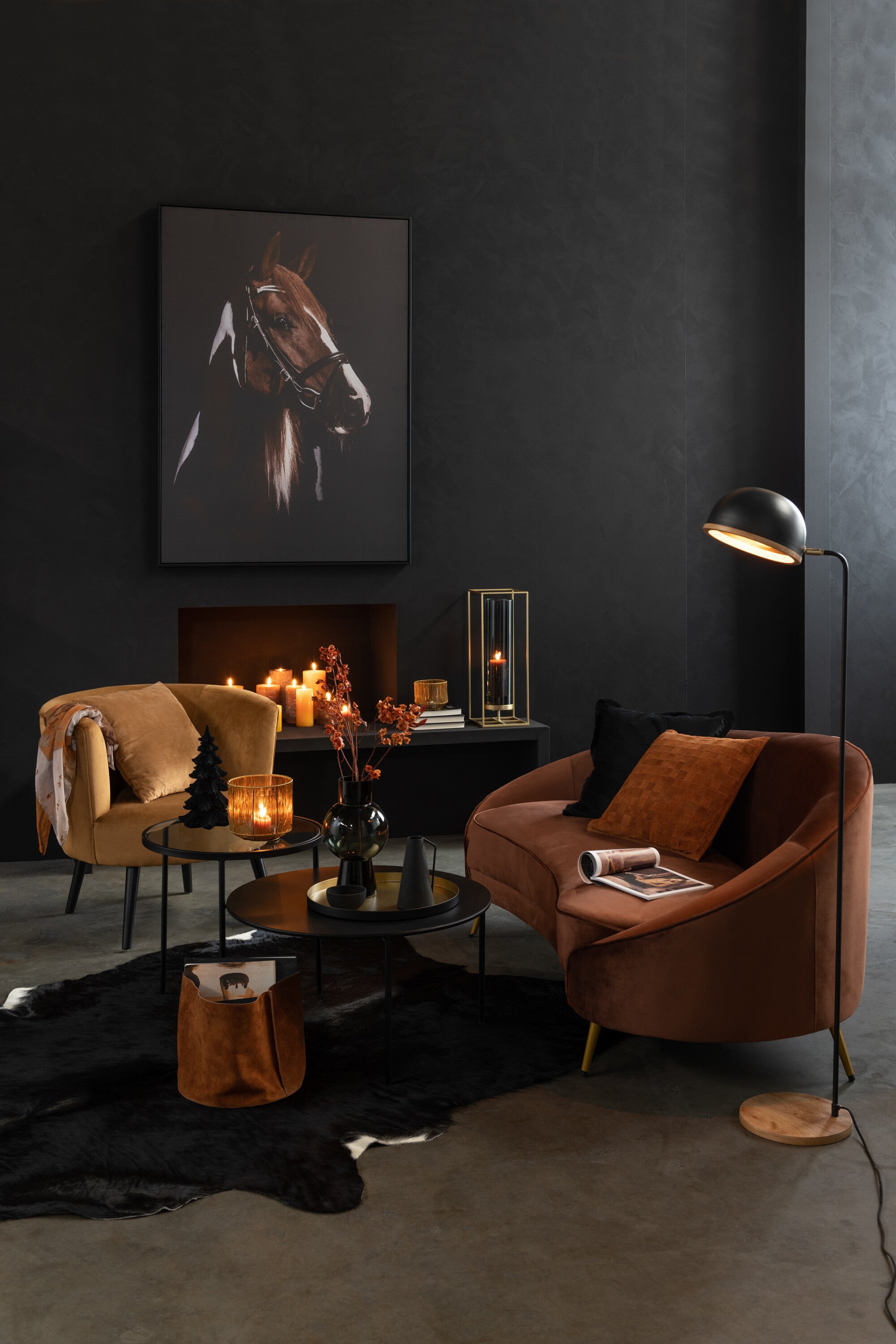 Lampadaire Evy Fer/Bois Noir/Naturel - J-LINE