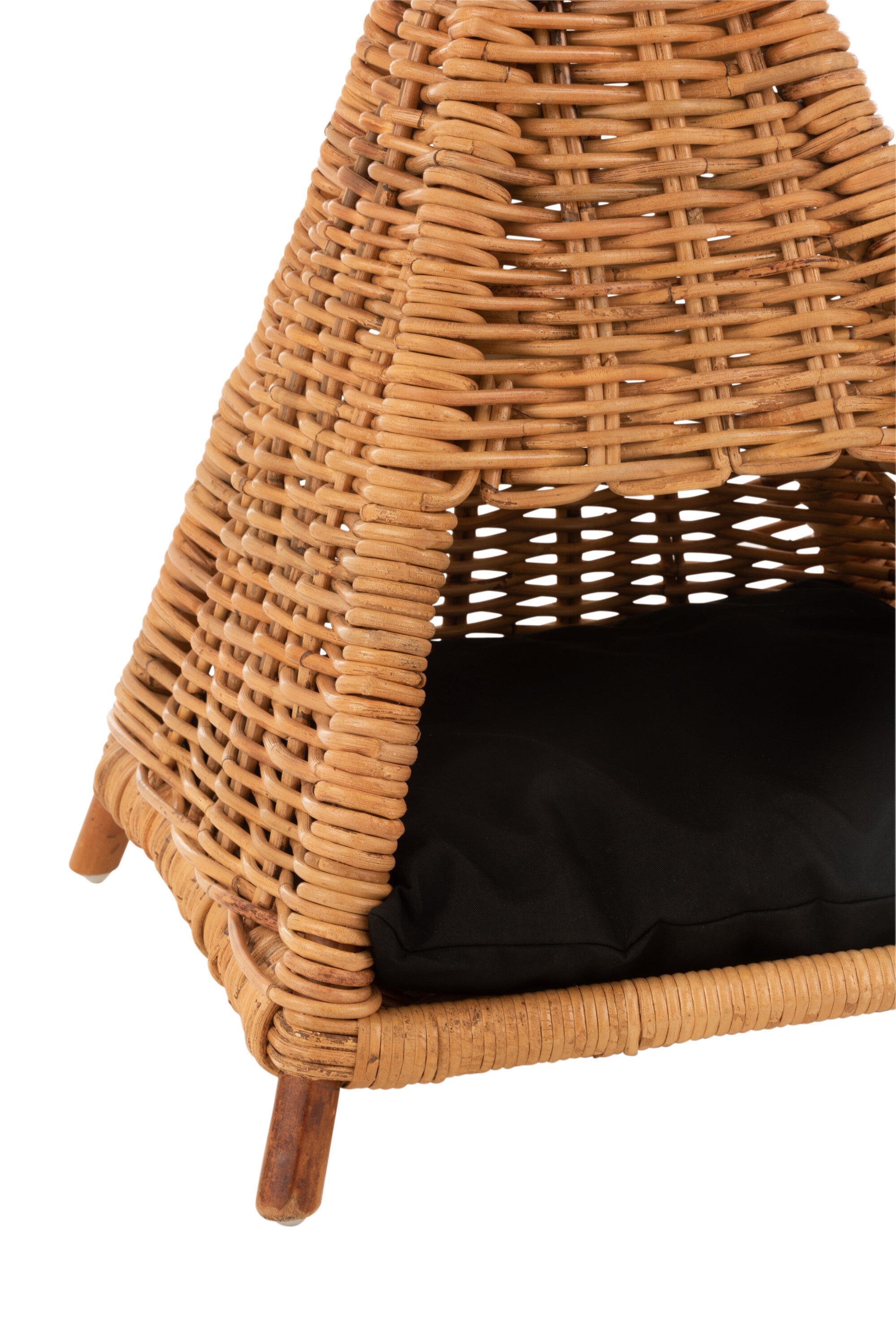 Katten tent + kussen Rotan Honing Geel/Zwart - J-LINE