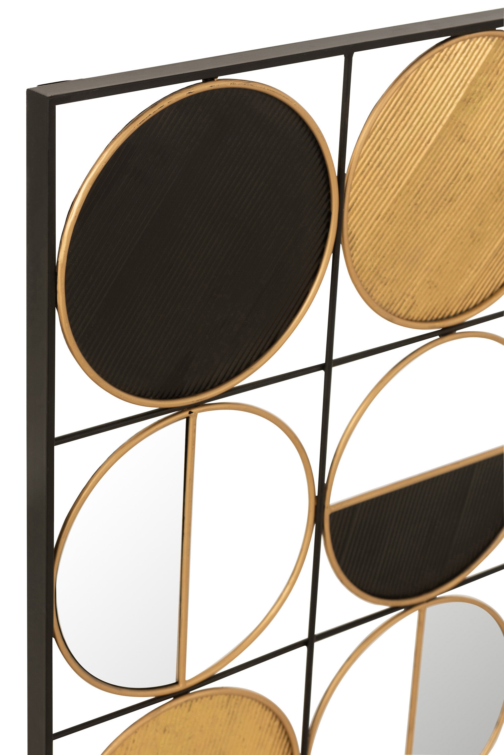 Wanddecoratie Rondes IJzer/Glas Goud/Zwart - J-LINE