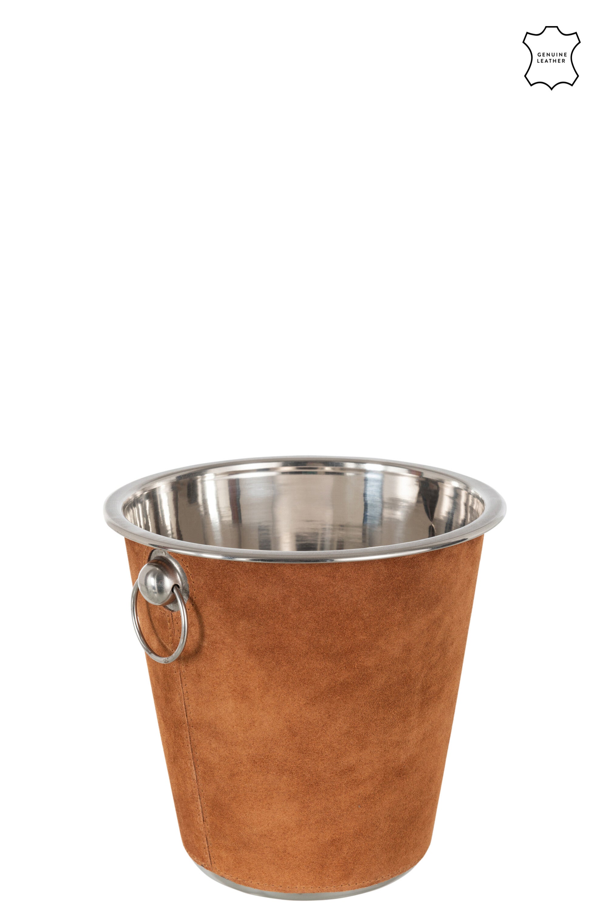 Seau à glace rond en cuir cognac - J-LINE
