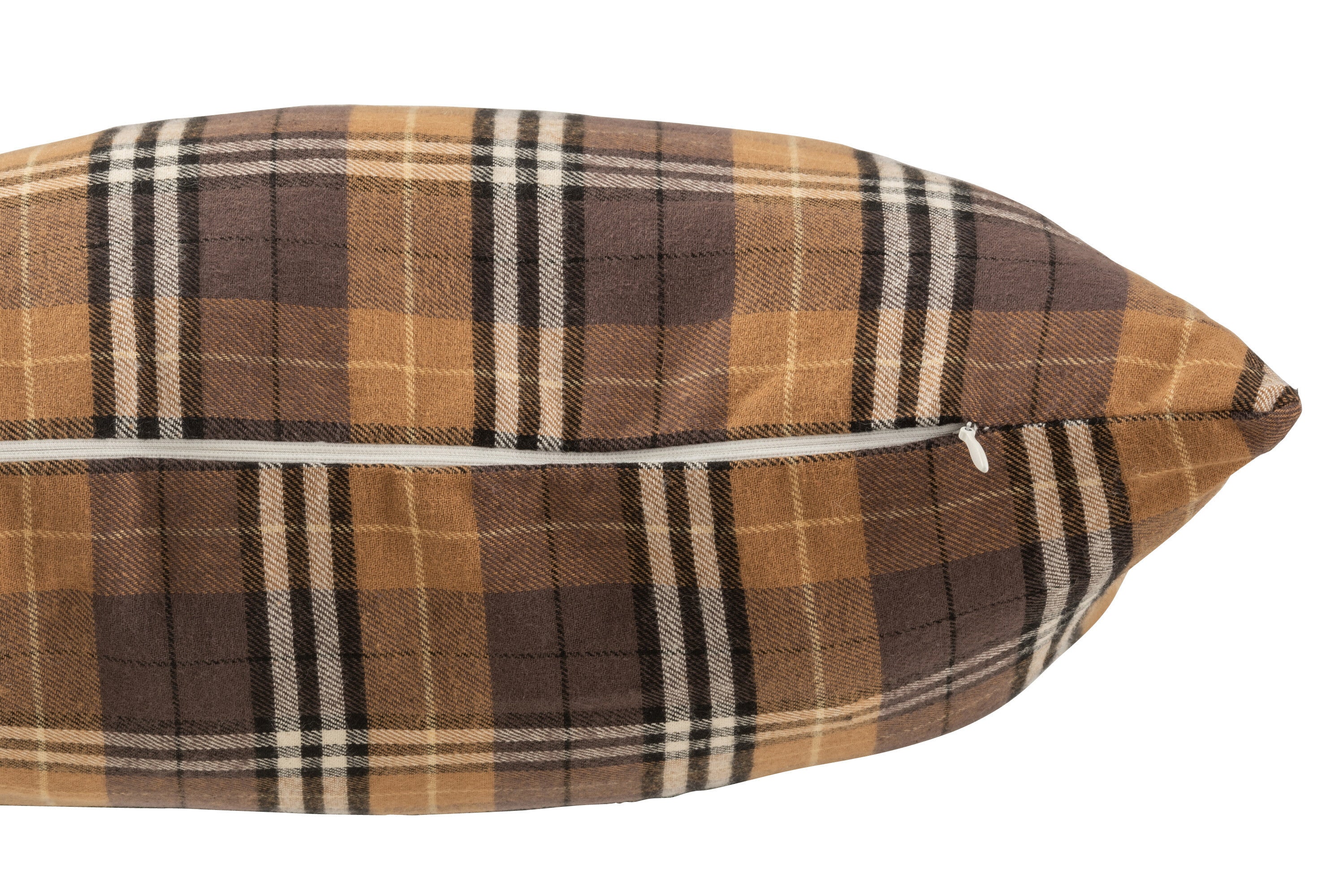 Kussen Ruit Textiel Bruin/Zwart/Oker - J-LINE