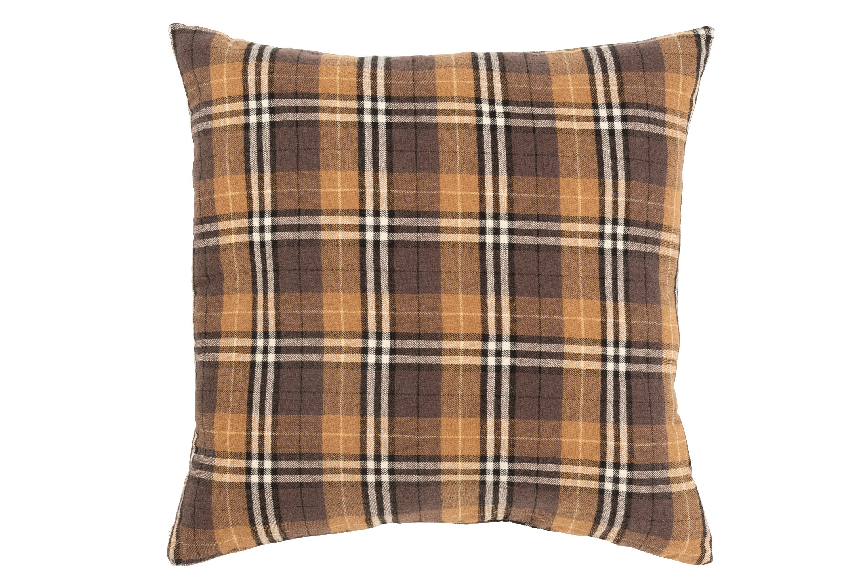 Kussen Ruit Textiel Bruin/Zwart/Oker - J-LINE